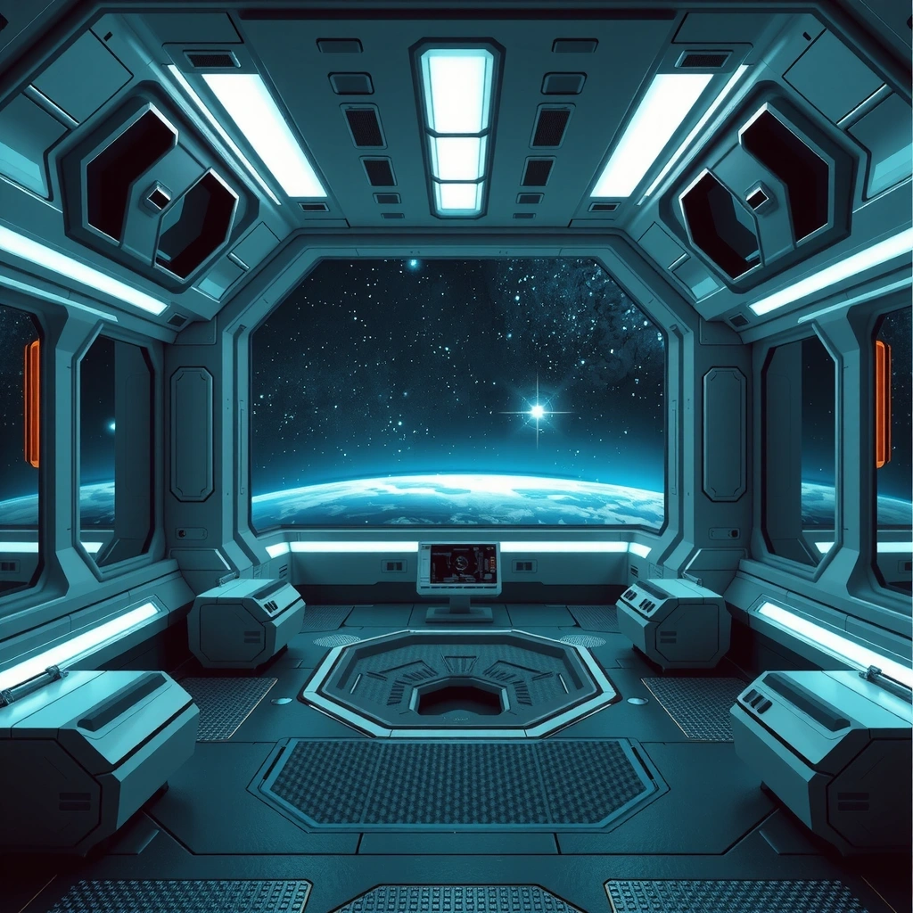 Futuristic space station game environment