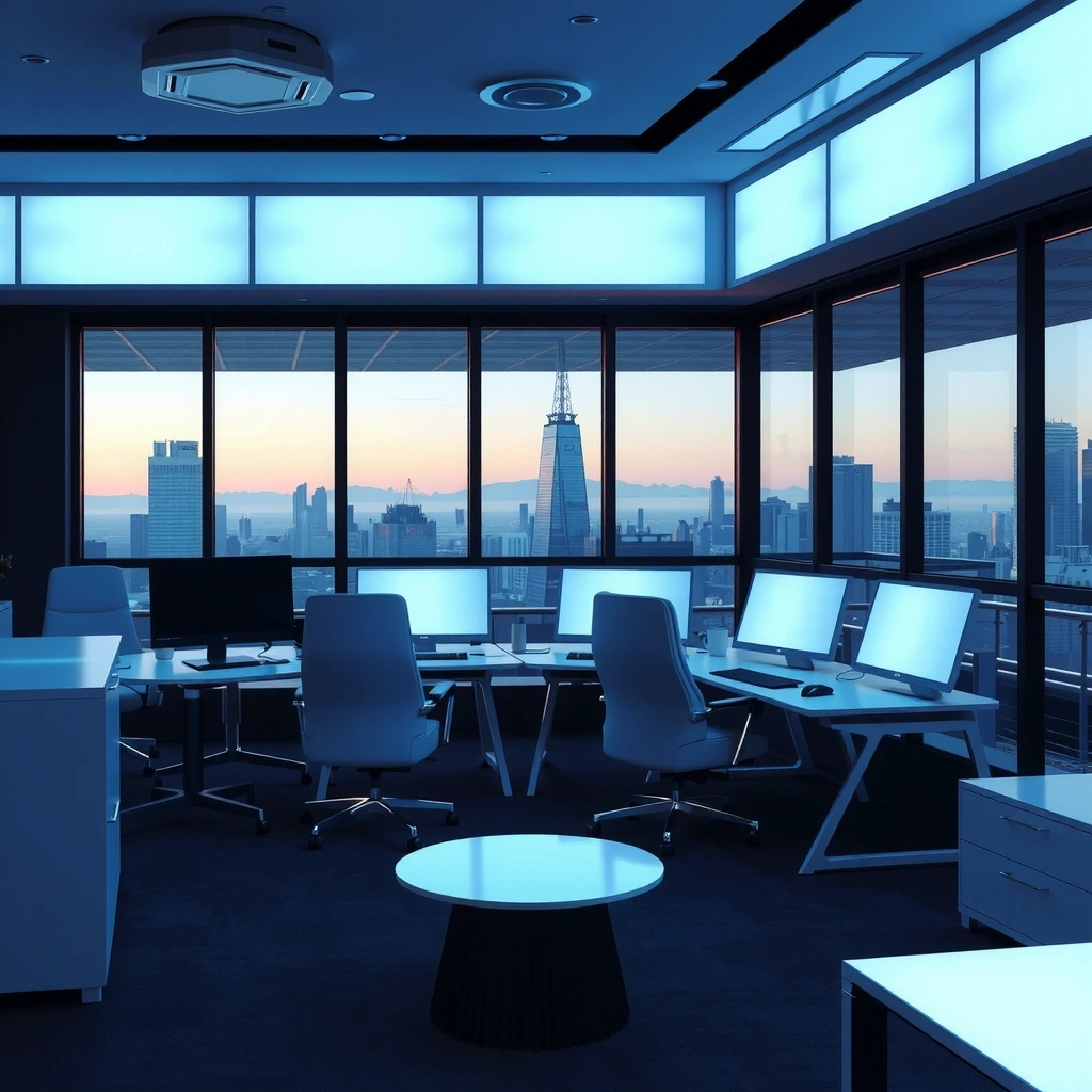 Modern office concept in Seoul with dark theme